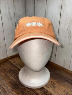Izod Golf Hat Argyle Logo Embroidery Orange & White Strapback Dad Cap Spring Vtg